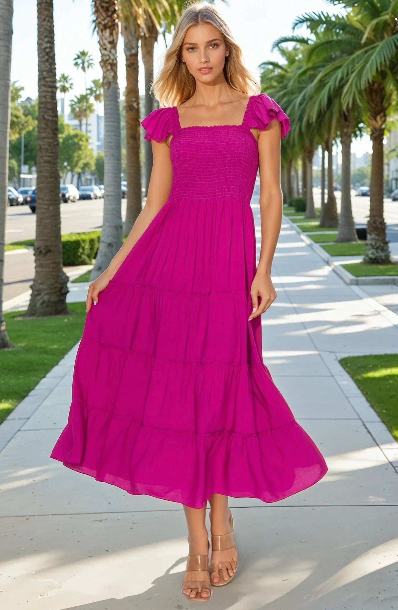 Palm Springs Glow Smocked Maxi