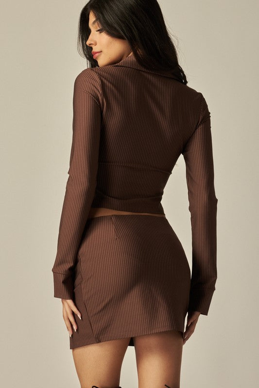 Pinstripe 2 Piece Skirt Set