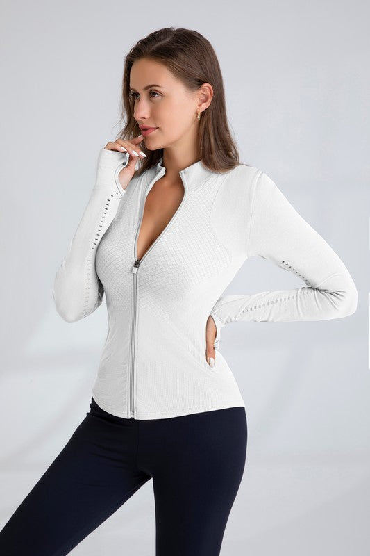 Seamless Quick Dry Full Zip Athletic Jacket