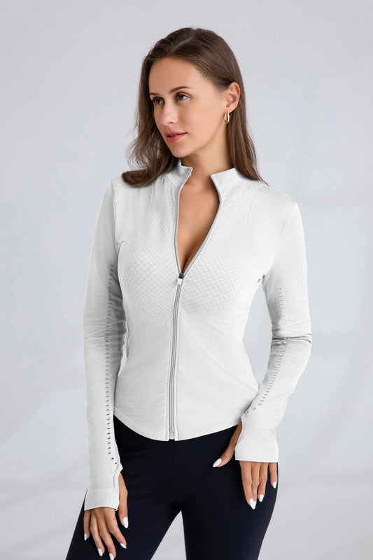 Seamless Quick Dry Full Zip Athletic Jacket