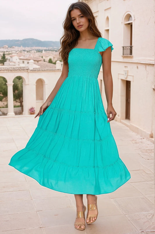 Palm Springs Glow Smocked Maxi