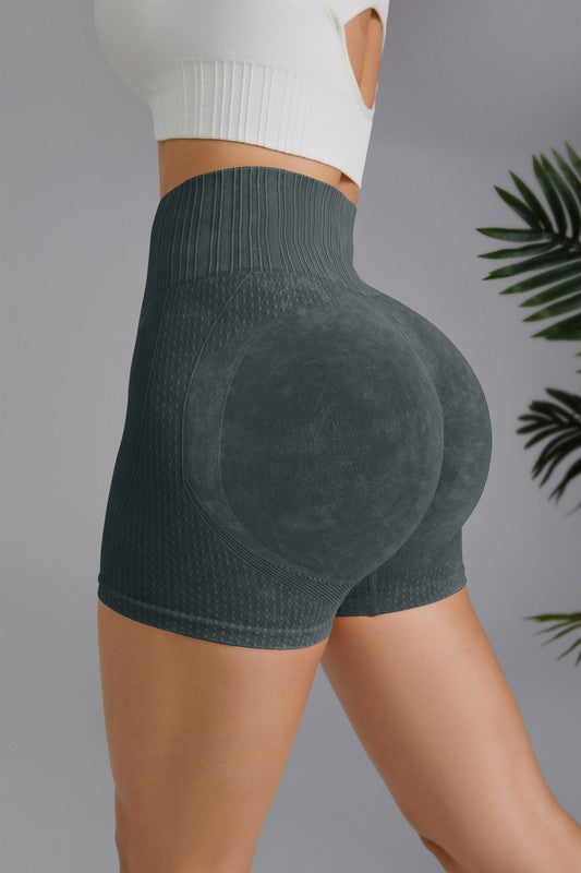 Seamless High Waist Mineral Washed Shorts