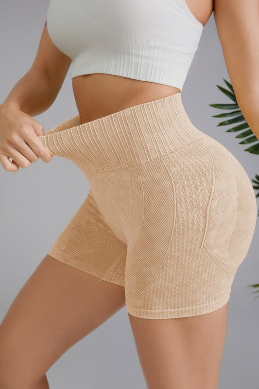 Seamless High Waist Mineral Washed Shorts