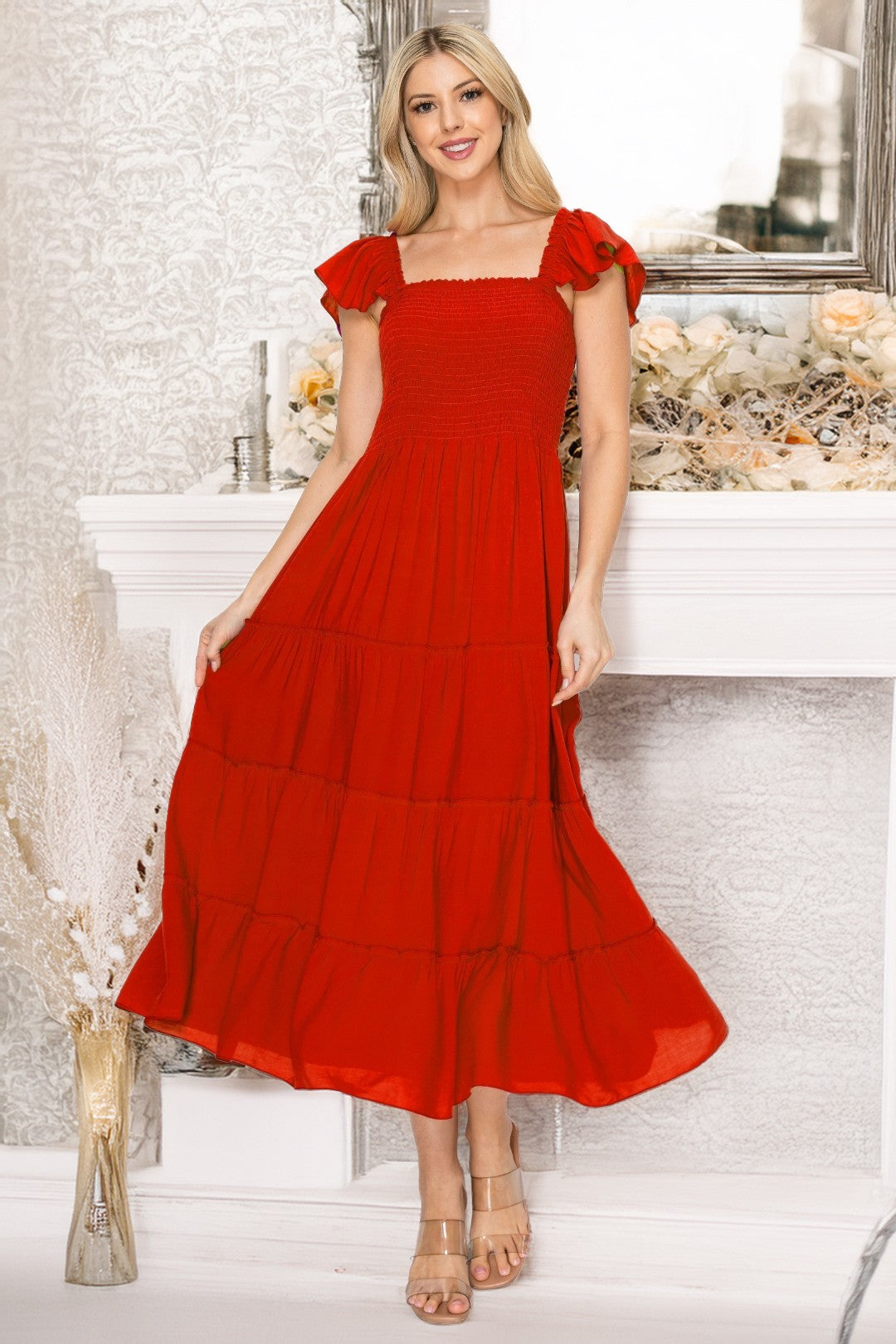 Palm Springs Glow Smocked Maxi